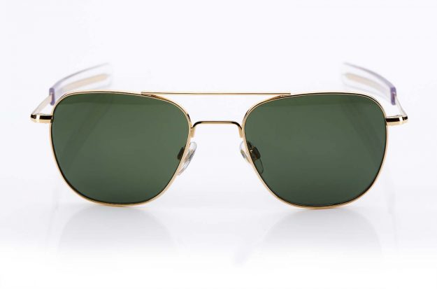 AO – American Optical – Aviator - goldene Pilotenbrille mit grünen Gläsern – Original Retro – Sonnenbrille - KITSCHENBERG Brillen