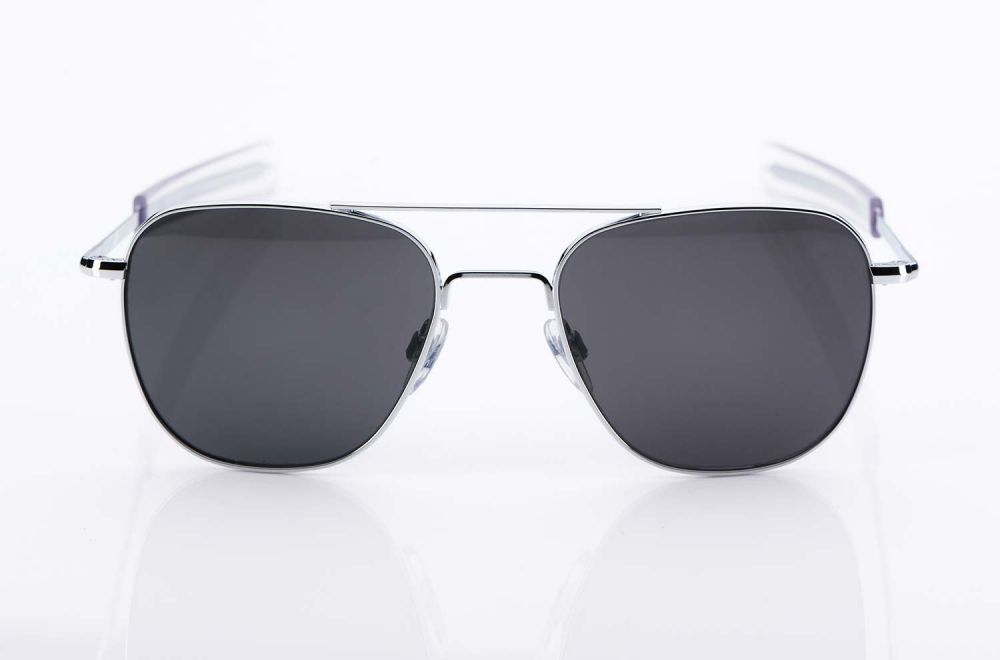 AO – American Optical – Original Retro – Sonnenbrille silber mit grauen Gläsern – Pilotenbrille- Aviator - KITSCHENBERG Brillen
