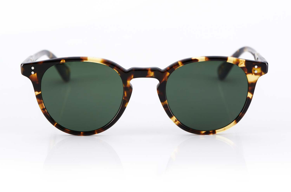 Garrett Leight – runde Panto Kunststoffbrille – Sonnenbrille mit grünen Gläsern - tortoise – Vintage – KITSCHENBERG Brillen
