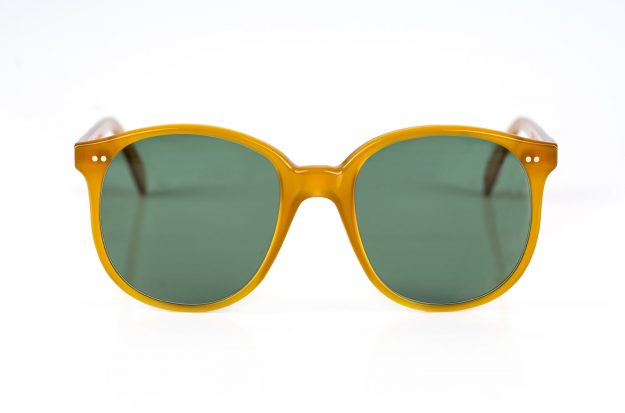 Alf – Atelier de Lunetterie Francais – 22.14.011 – vintage Sonnenbrille aus Senfgelben Acetat mit grünen Gläsern – made in France – KITSCHENBERG Brillen
