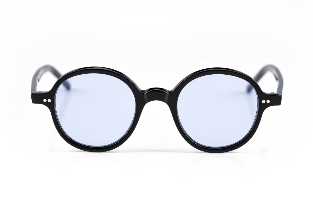 Cutler and Gross – Kingsman – 9001 – schwarzes Acetat – handgenietet – blaue Gläser – original Retro Sonnenbrille - KITSCHENBERG Brillen