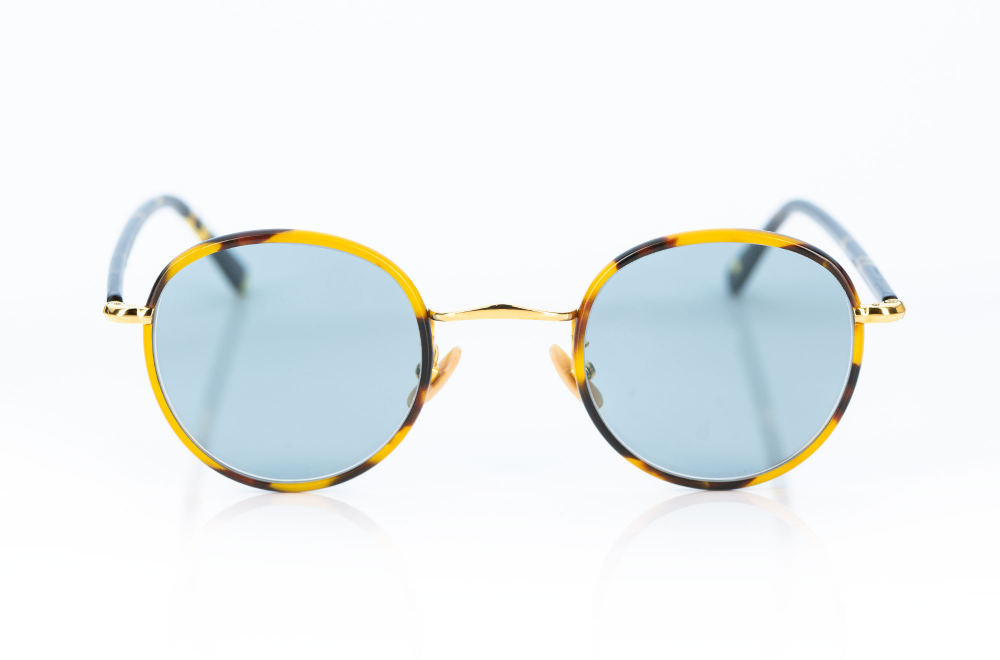 Ducloux –Pantos – Gold Turtleshell – W732 – blaue Gläser - Retro Vintage – Metall - KITSCHENBERG Brillen