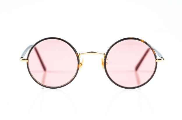 Ducloux – Ronde – O-W105 – Pink-Rose-Sun – Sonnenbrille – runde Brille aus Metall mit braunem Windsorring – made in France – rosefarbige Gläser – KITSCHENBERG Brillen