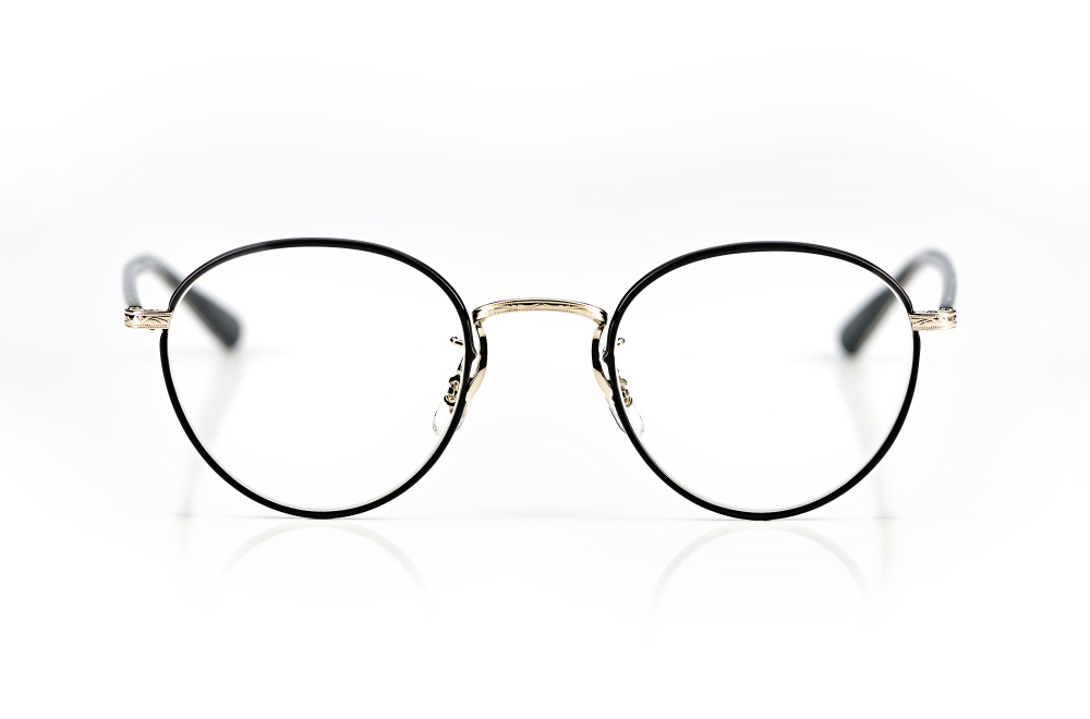 Eyevan – Wright – filigrane Metallbrille – Panto rund mit schwarzem Acetat Windsorring - made in Japan – KITSCHENBERG Brillen
