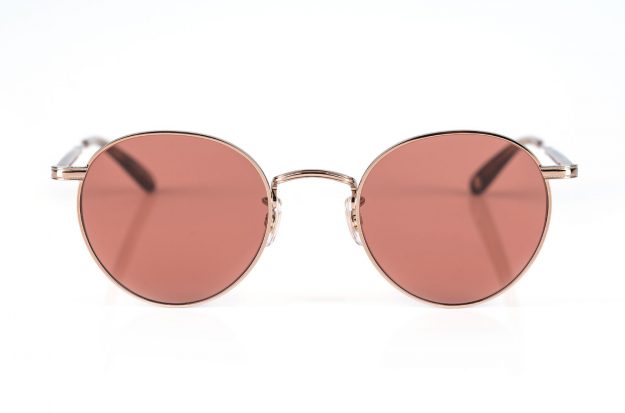 Garrett Leight Sonnenbrille – Wilson – Pantobrille aus Metall – Bordeauxrote Gläser – KITSCHENBERG Brillen