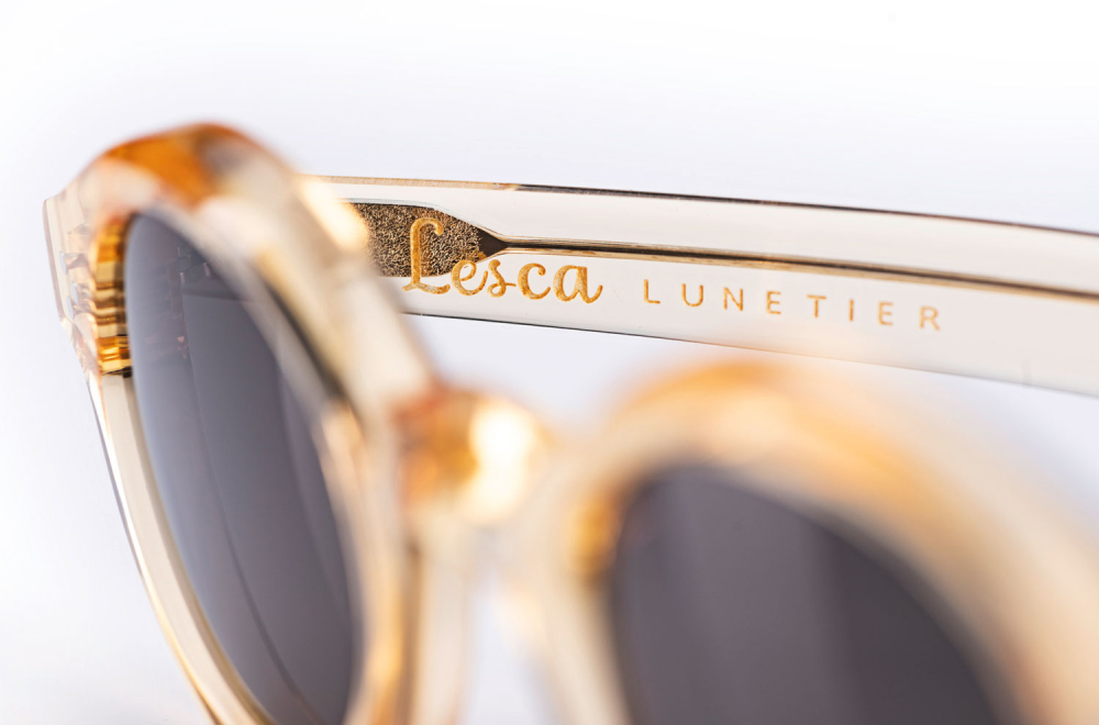Lesca – la Corb`s – Champagner Farbige Vintage Sonnenbrille – Retro – runde Panto Gläser - dicke Acetatbrille – genietet – made in France - KITSCHENBERG Brillen