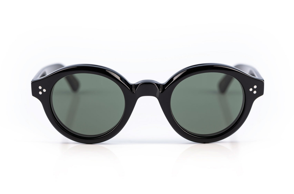 Lesca – la Corb`s – schwarze Vintage Sonnenbrille – Retro – runde Panto Gläser - dicke Acetatbrille – genietet – made in France - KITSCHENBERG Brillen