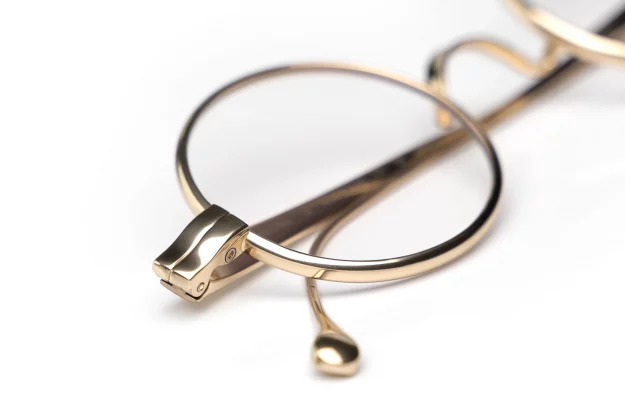 Runde Blocktitan Brille von Ducloux – Model Numisma in Gold – Made in Japan - Kitschenberg