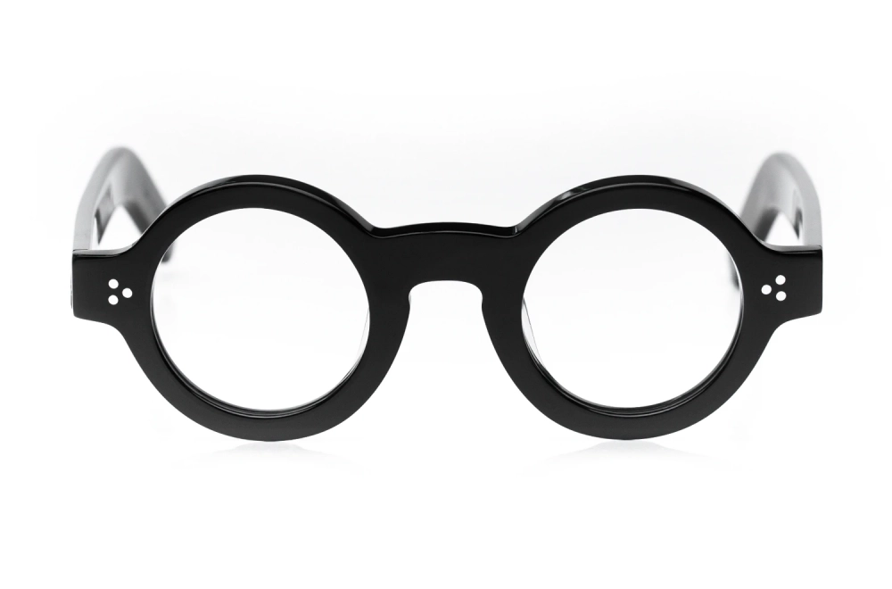 Lesca Model Tabu – dicke runde schwarze Acetatbrille aus Frankreich - Kitschenberg