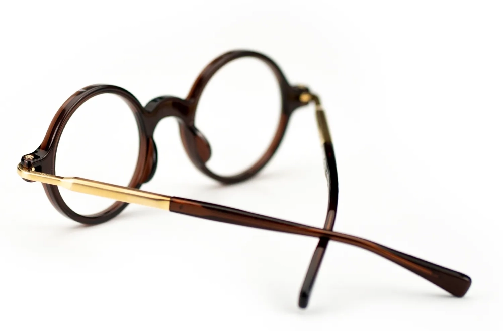 Brille von Max Pittion – model Dumas in CNM – zimtfarbene runde Acetatbrille – made in Japan – Kitschenberg