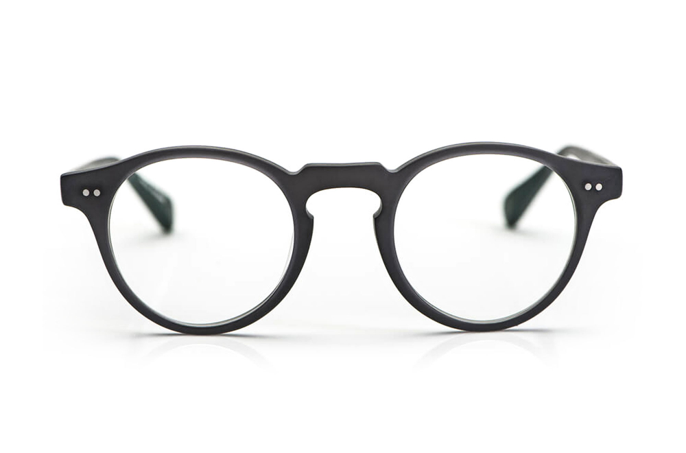 Hamburg Eyewear – matt graue runde Acetat Brille mit Rundkopfnieten – KITSCHENBERG Brillen