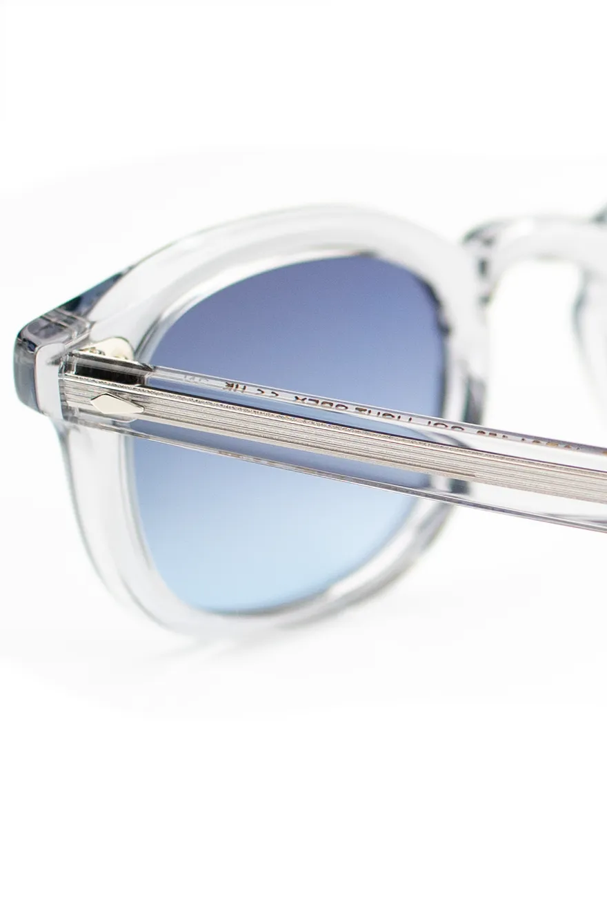 Moscot Sonnenbrille Mekler light grey Kunststoff mit blauen Glaesern - Kitschenberg
