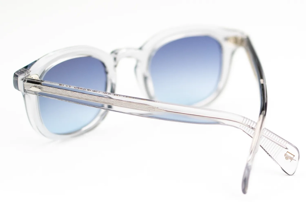 Moscot Sonnenbrille Modell Mekler light grey Acetat mit blauen Glaesern - Kitschenberg