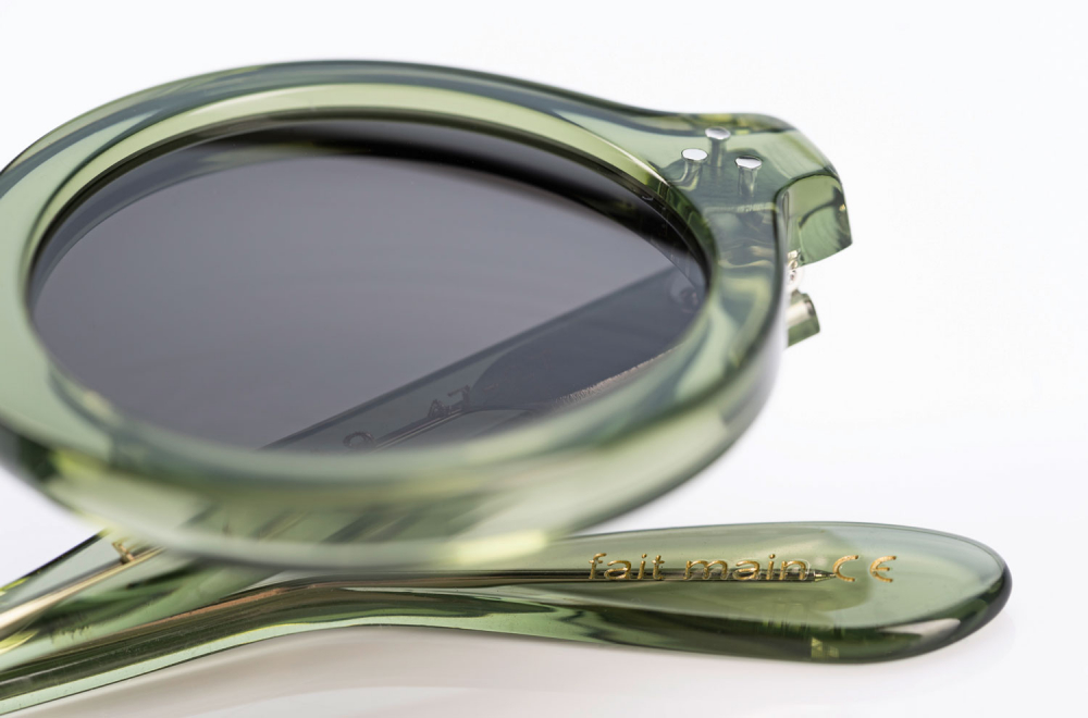 Lesca – Phil – rund - grüne Acetat Sonnenbrille – Original Retro - Frankreich - KITSCHENBERG Brillen